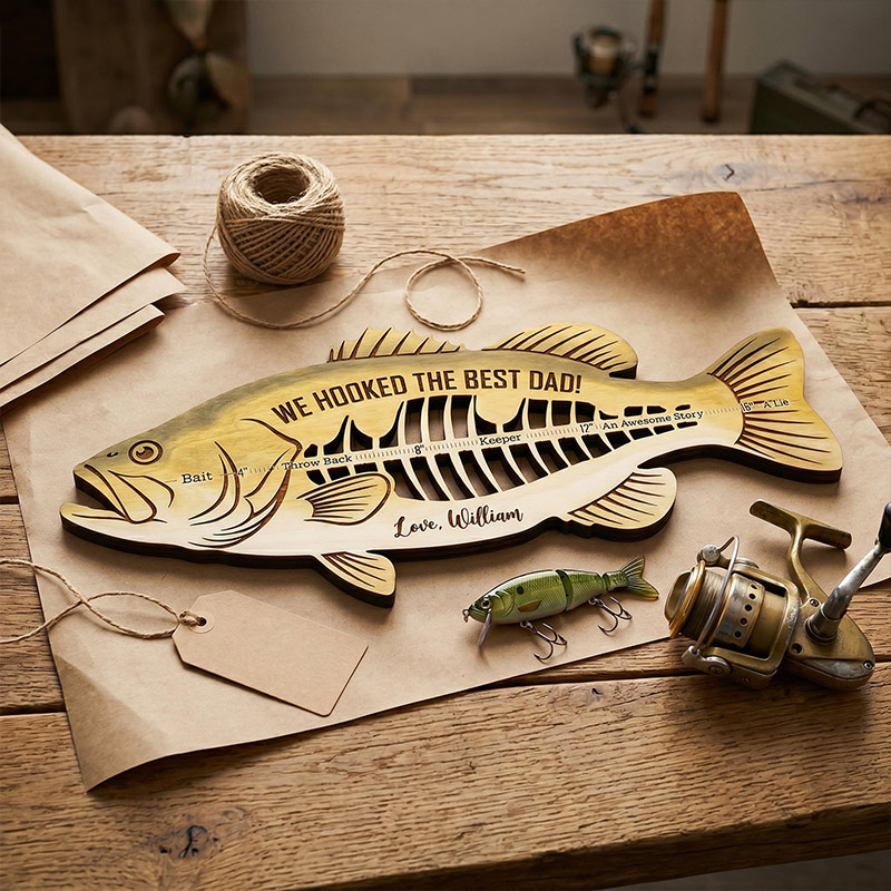 Personalized We Hooked The Best Dad Fish Ruler Custom Fishing Gift for Dad Fathers Day Gift Funny Fish Ruler for Dad Gift for Grandpa Fishing Buddy Gift