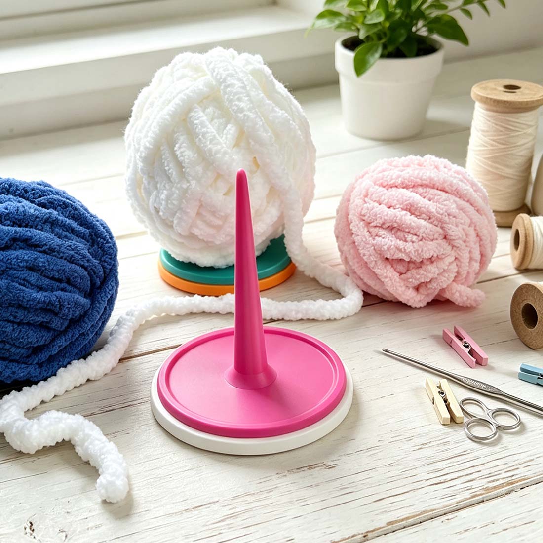 3D Printed Spinning Yarn Carousel Yarn Spinner for Knitting and Crochet Tangle Free Yarn Caddy Tabletop Yarn Organizer