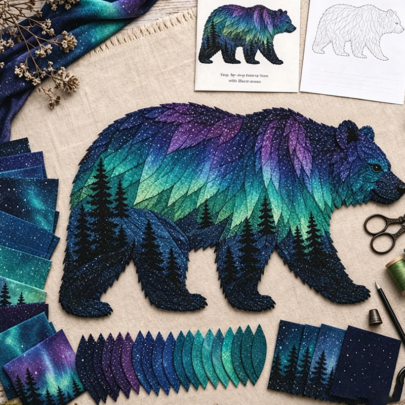Northern Lights Wildlife Patchwork Kit