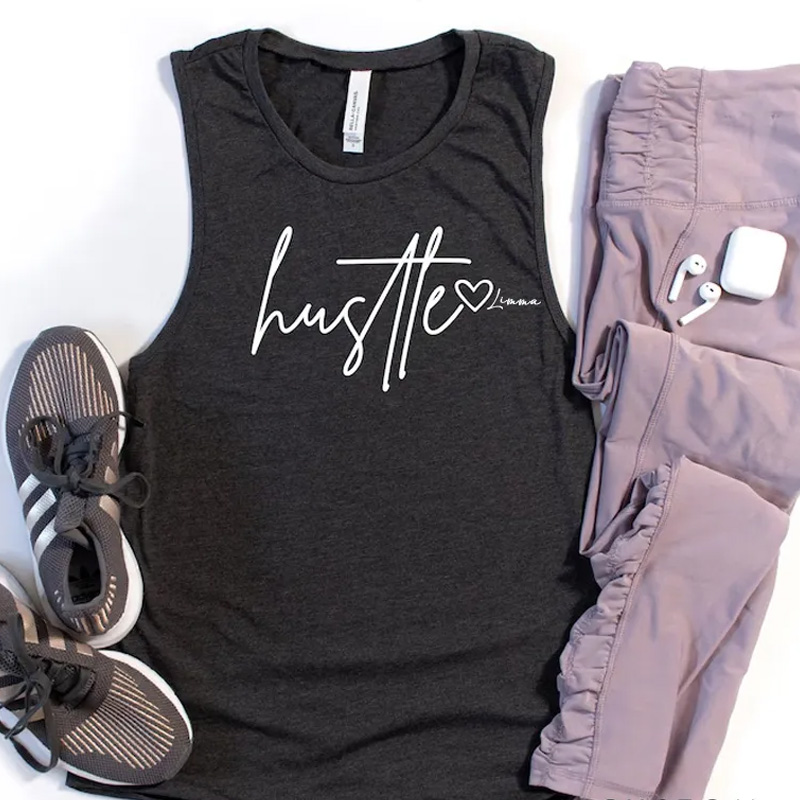 Personalized Hustle Muscle Tank Inspirational Workout Gym Top Gym Top Muscle Tank Inspirational Workout Gym Top for Gym Lover
