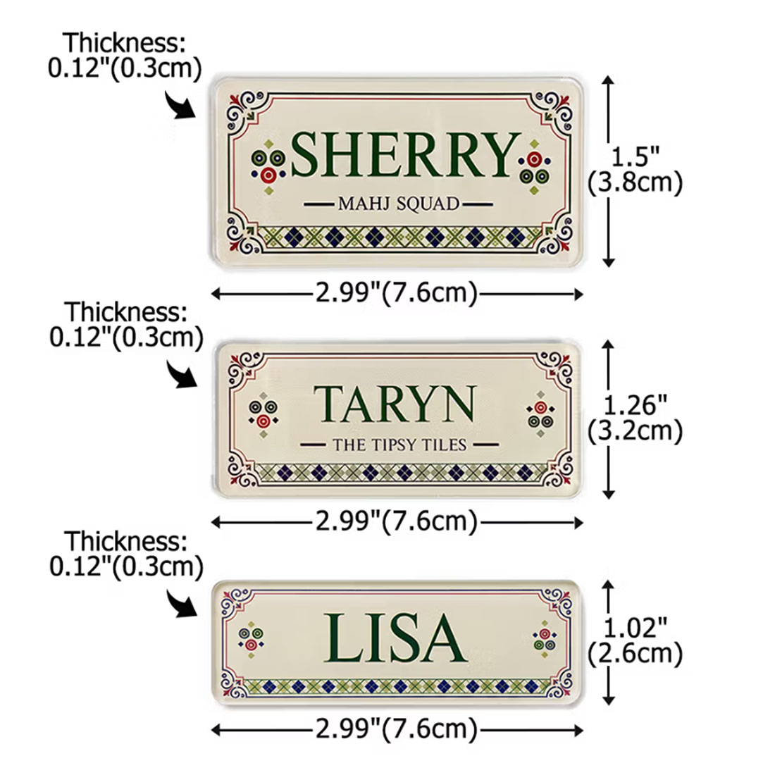Personalized Mahjong Name Tag, Custom Acrylic Game Party Badge Magnetic Back