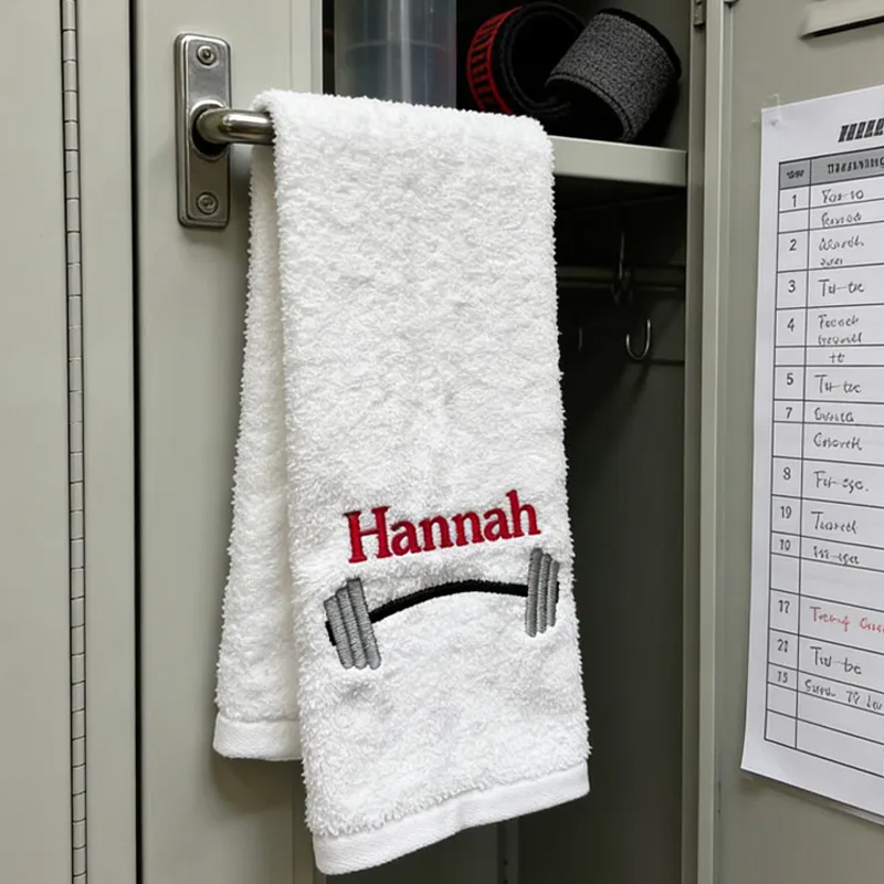 Personalized Barbell Gym Towel Embroidered Towel Hand Towel Workout Fitness Weightlifting Gift for Gym Lover