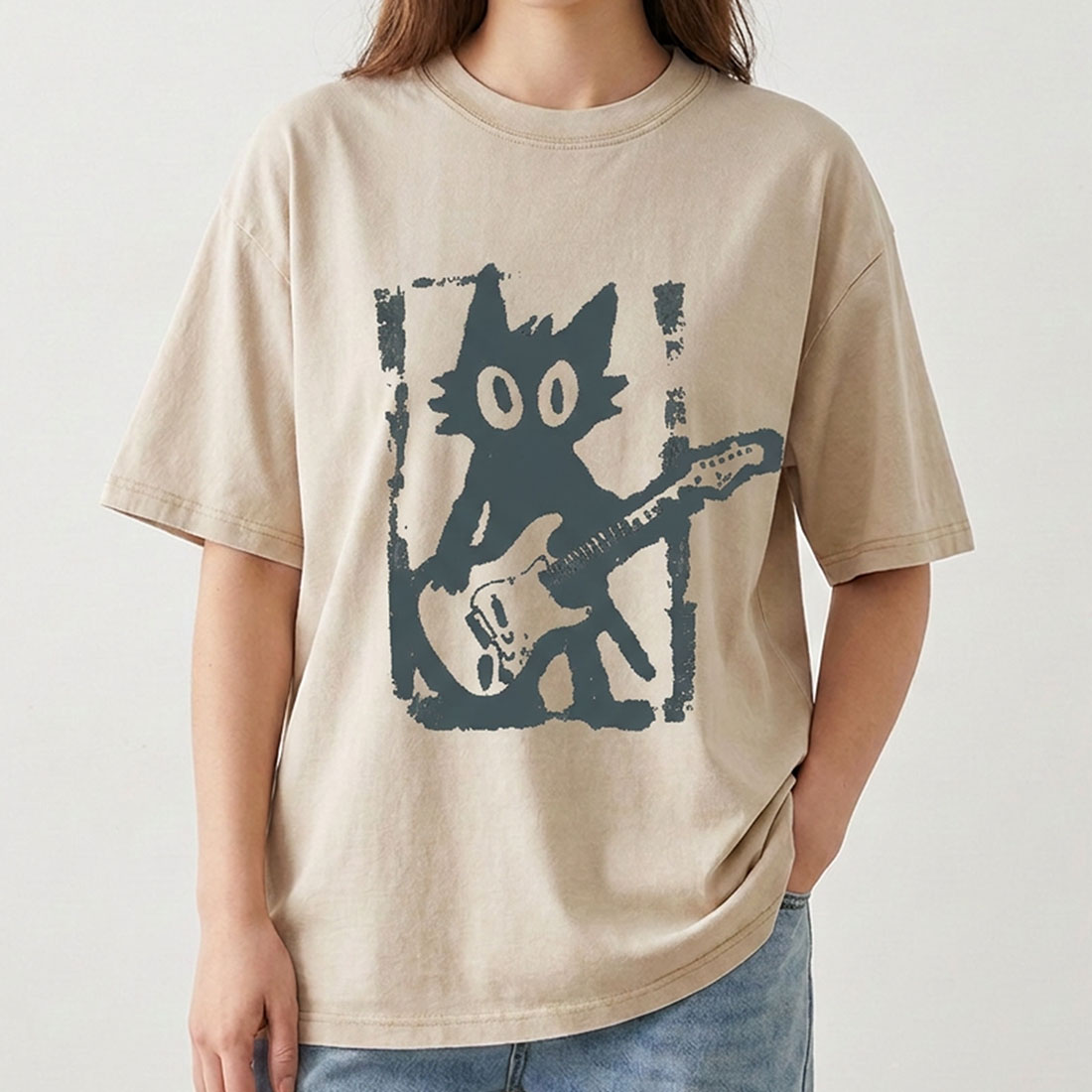 Rock Star Cat Shirt Vintage Kitten Y2K T-Shirt