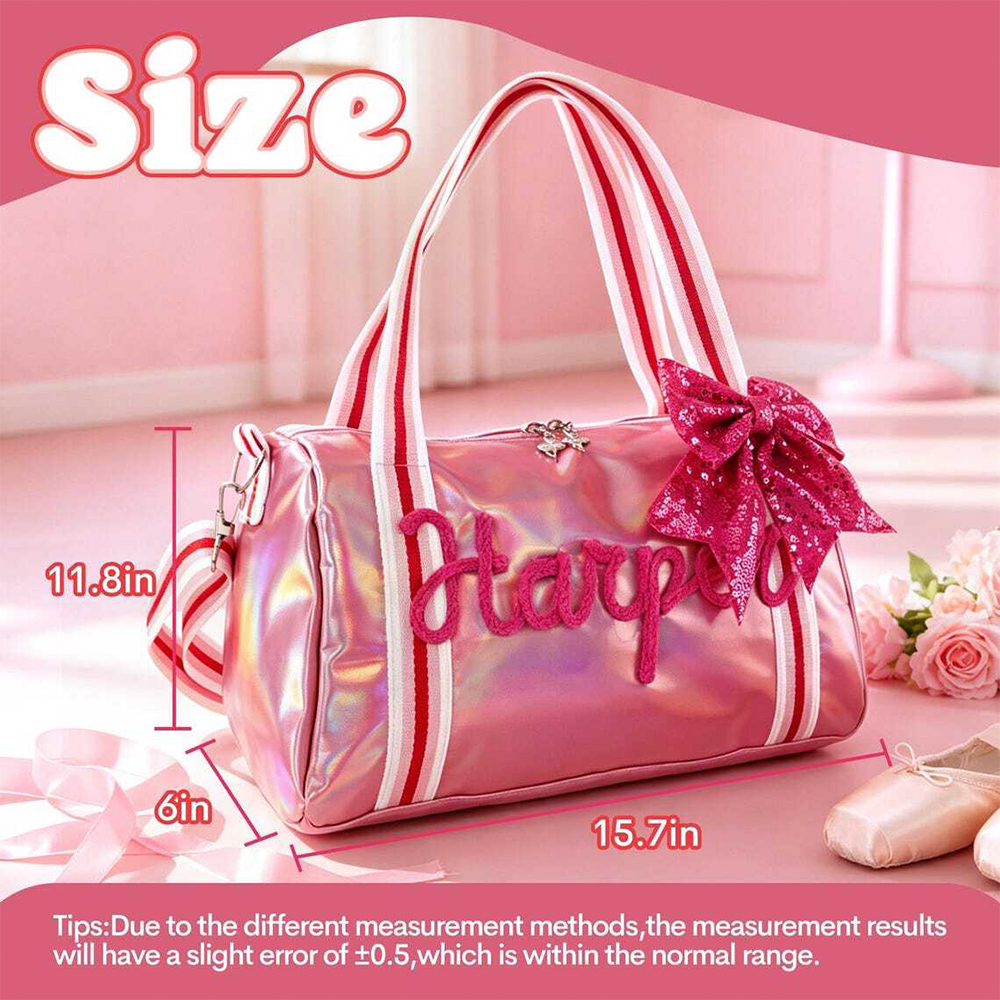 Personalized Little Girls Dance Bag Gymnastics Duffel with Bow Dance Recital Gifts