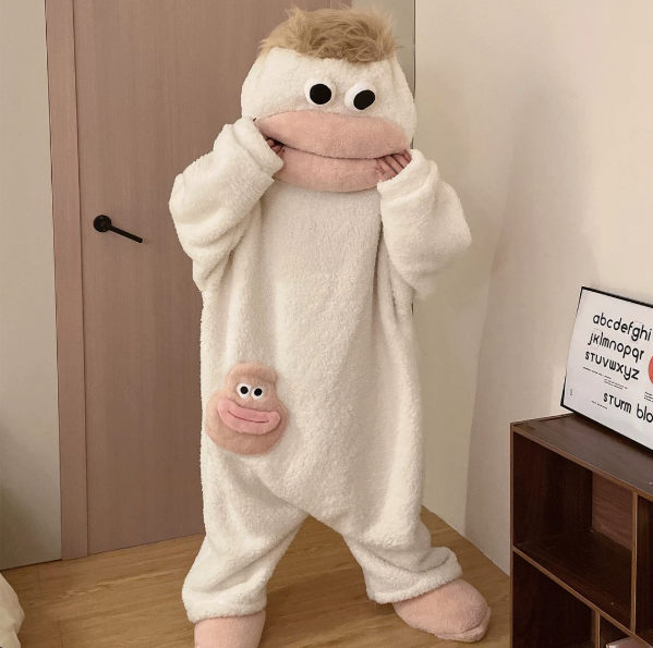 Personalized Funny Googly Eye Monster Frog Onesie with Name, Hooded Wearable Blanket Pajamas, Oversized Plush Fleece Adult Loungewear, Cozy Gag Gift