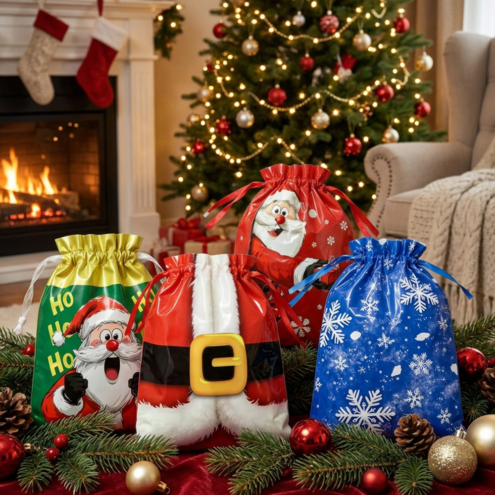 Personalized Santa Suit Gift Sack Large Christmas Present Bag Detail Festive Holiday Storage