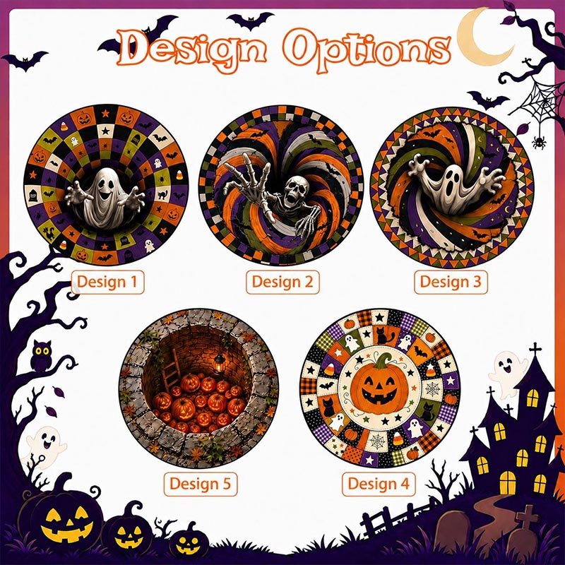 Personalized Family Halloween Pumpkin 3D Illusion Rug 3D Halloween Vortex Rug Spooky Gothic Floor Decor Pumpkin Skeleton Illusion Halloween Gift Home Decor