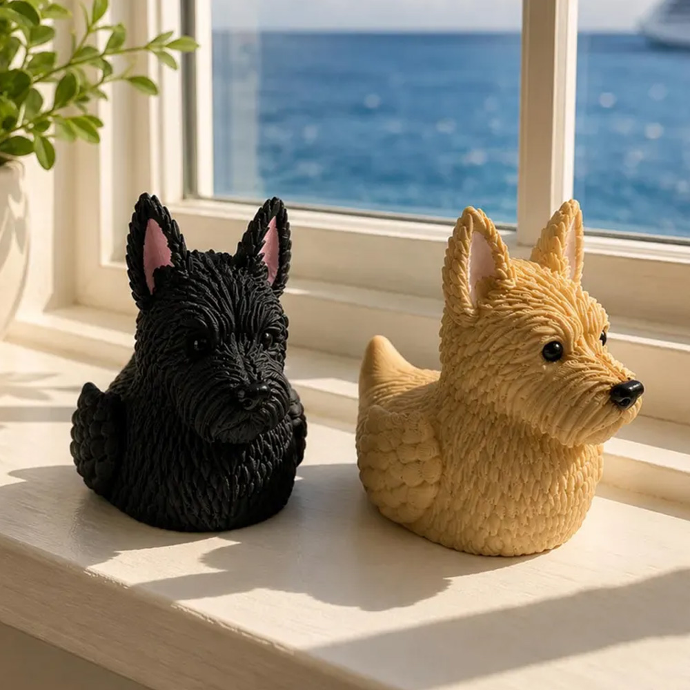 Pet Duck Figurines Cute Puppy Duck Hybrid Mini Ornaments Red Scarf Funny Desk Decor Novelty Gift For Dog Lovers