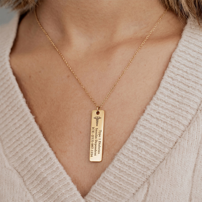 Personalized Medical ID Necklace Diabetes Medical Alert Necklaces for Women Autism Medical Prescription Necklace for Kids Medical Jewelry