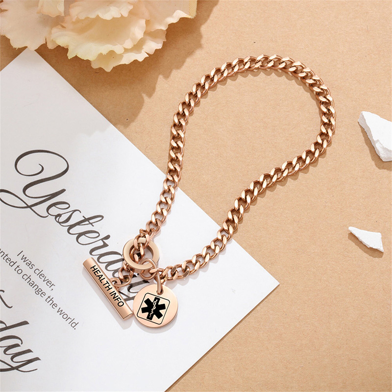 Personalized QR Code Medical Bracelet for Men and Women Emergency Alarm ID Bracelet Gift for Epilepsy Diabetes and Allergy Patients