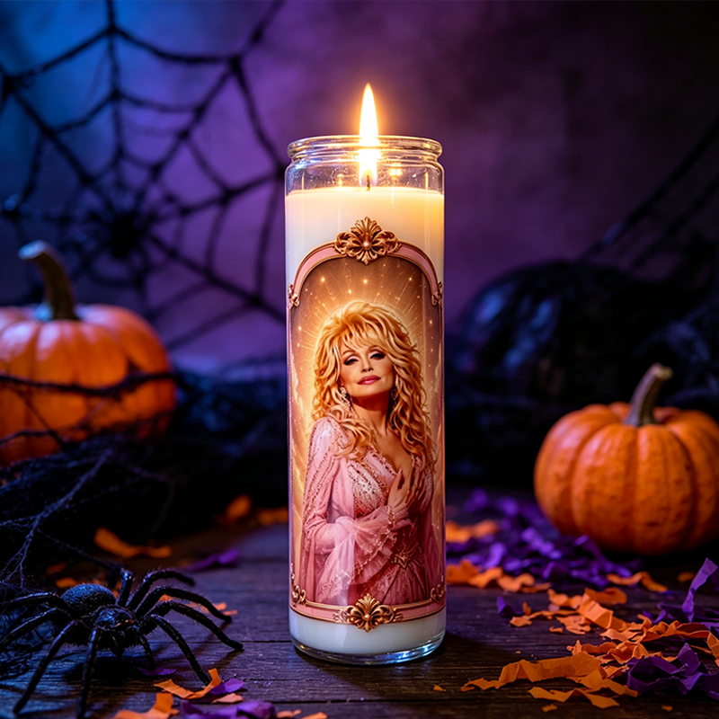 Handmade Saint Dolly Celebrity Devotional 8” Prayer Candle for Tribute Ofrenda Shrine Collectible Girlfriend Gift Halloween Day of the Dead