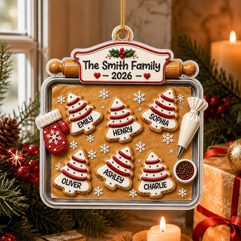 Personalized Family Christmas Cookie Tray Ornament Custom Names Graphic 3D Print Acrylic Baking Keepsake Family Gift for Parents 2026