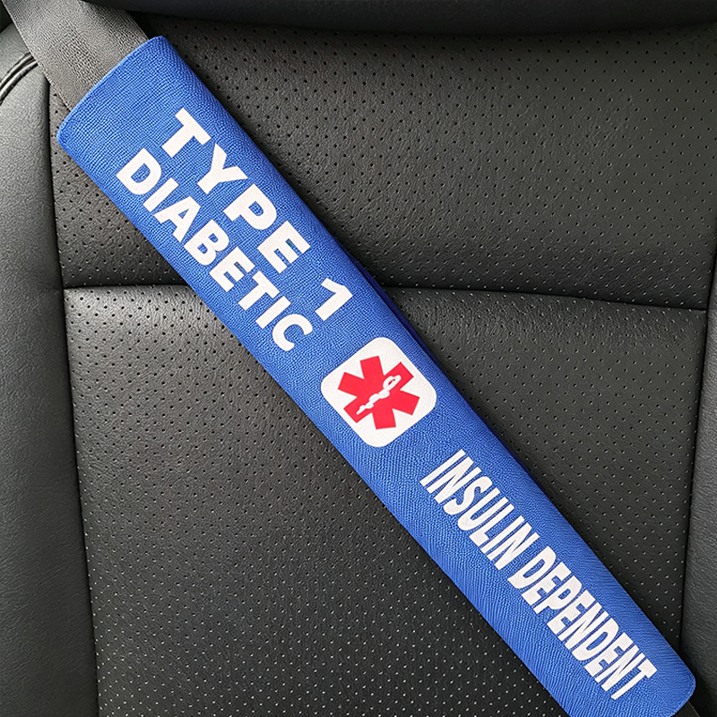 Handmade Printed Type 1 Diabetes Medical Alert Seatbelt Cover - Autism Seat Belt Cover-Special Needs Seatbelt Cover - Cerebral Palsy - Down Syndrome
