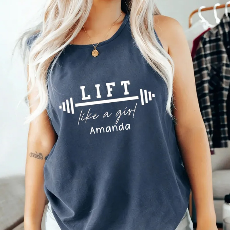 Personalized Gym Tank Tops Lift Like A Girl Muscle Tank for Fitness Motivation Gym Lover