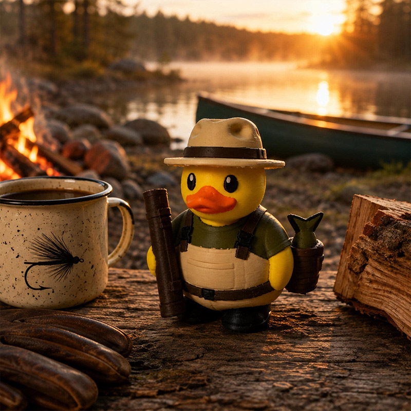 Personalized Fly Fishing Duck Decor Cabin Gift Fisherman Desk Ornament Tackle Box Shelf Accessory Dashboard Figurine Angler Gift Idea for Dad