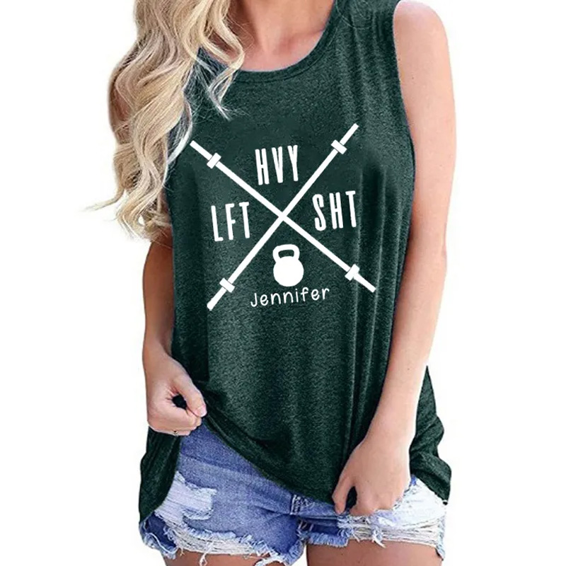 Personalized Lift Heavy Sht Cropped Gym Tank Tops Funny Workout Crop Top for Women Minimalist Shirt for Weightlifting or Fitness Motivation Gym Lover