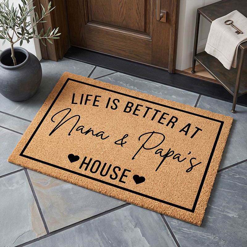 Personalized Life Is Better At Gigi & Poppy's House Doormat Custom Grandparent Gift Housewarming Gift for Nana Papa