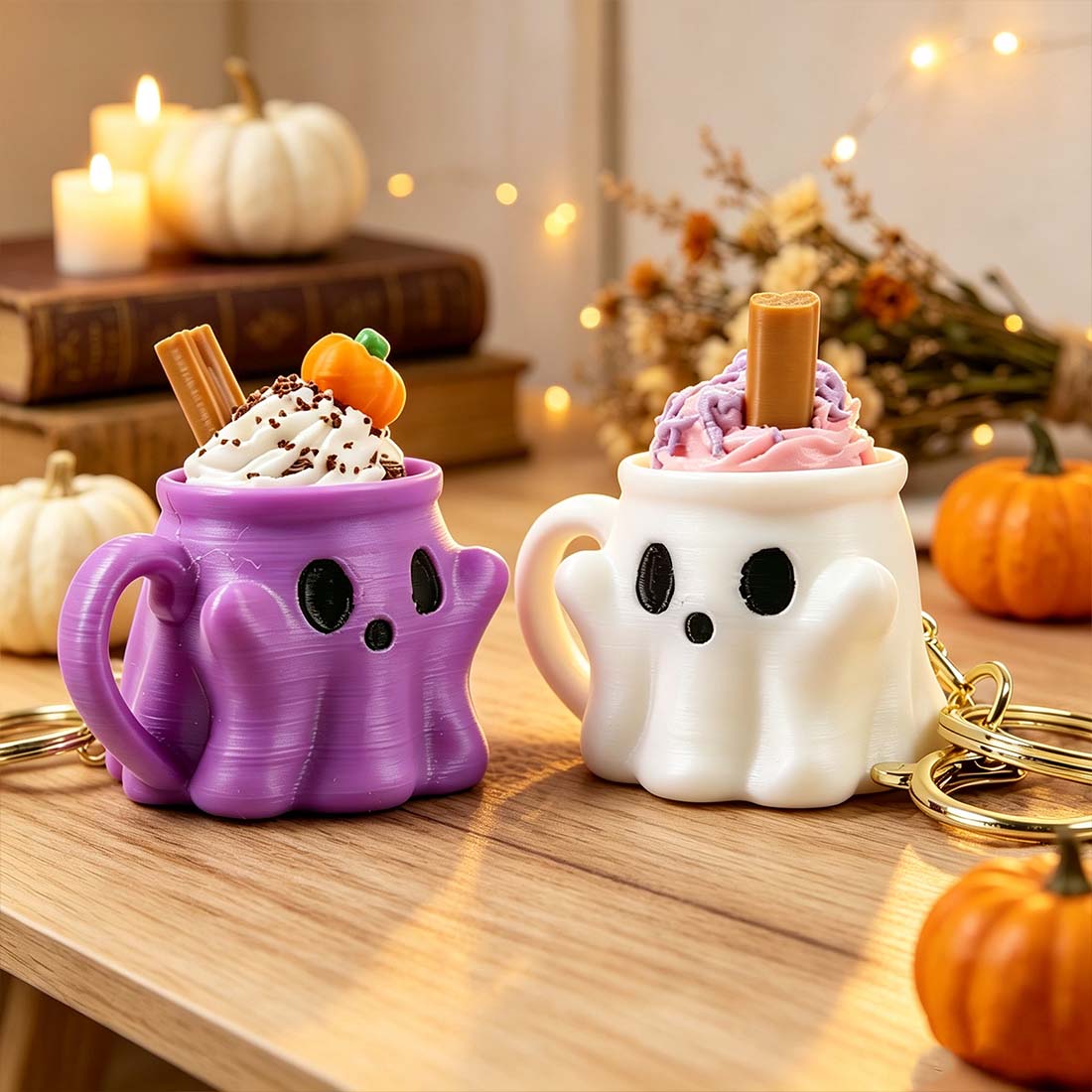 Ghost Ice Cream 3D Printed Keychain Halloween Mug Keyboard Pressing Charm
