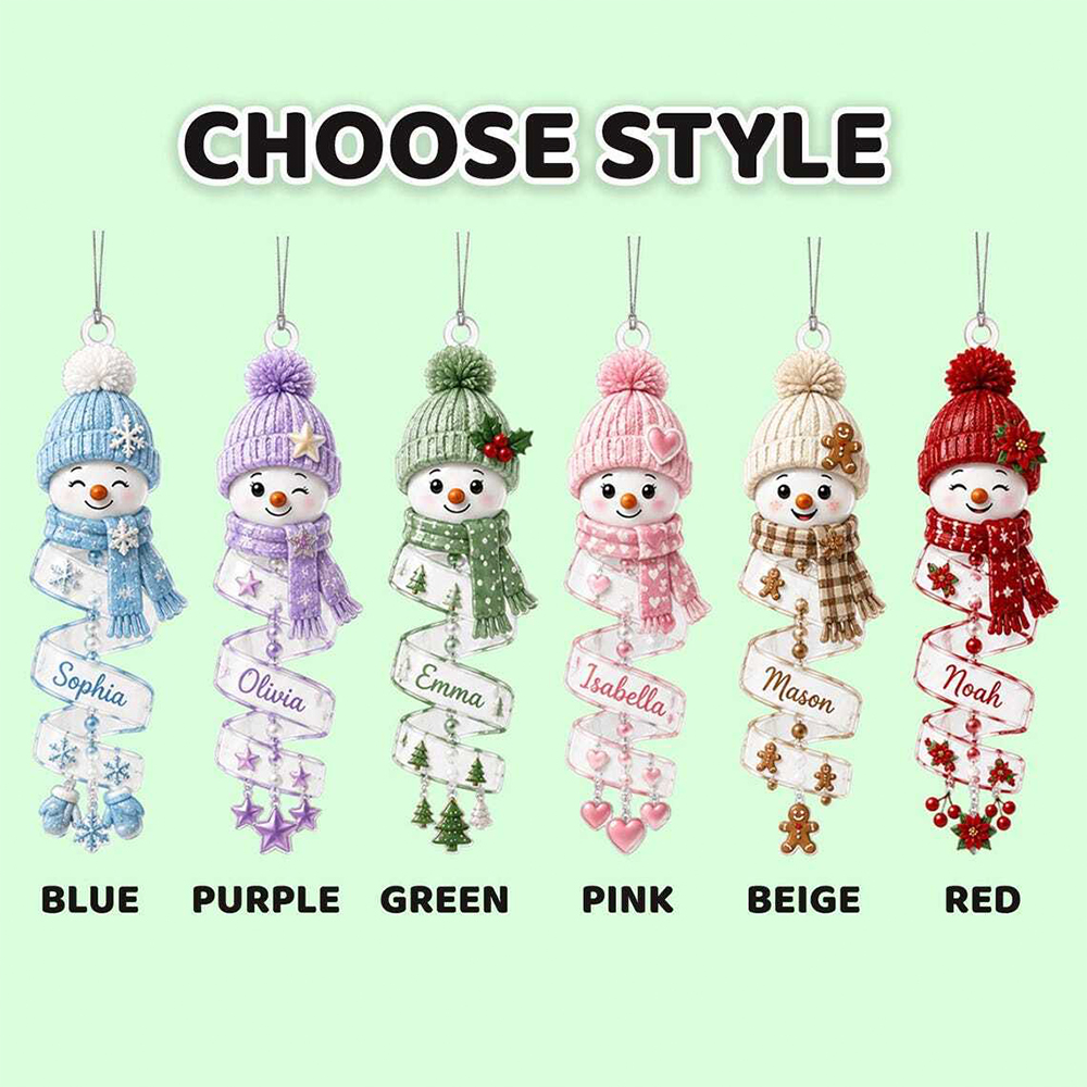 Personalized Christmas Snowman Spiral Ornament Name Snowman Acrylic Ornament Christmas Tree Decor Santa Snowman 2026 Christmas Keepsake