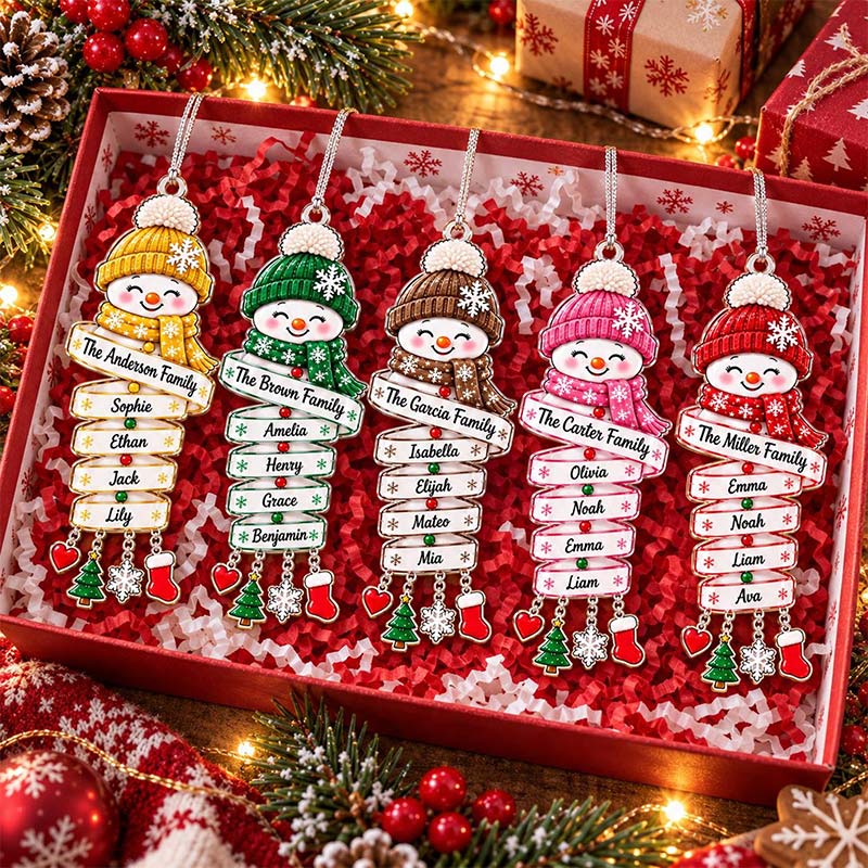 Personalized Snowman Family Acrylic Ornament Custom Family Name Christmas Keepsake 2026 Snowman Kids Ornament Family Holiday Gift