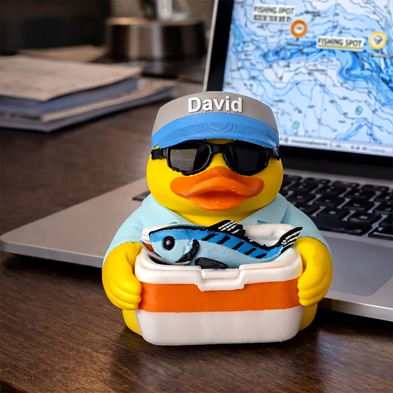 Personalized Fishing Duck Decor Duck for Dad Grandpa Hunter Decoration Cabin Decor Fishing Enthusiast Present Desk Ornament Dashboard Fisherman Funny Gift Tackle Box