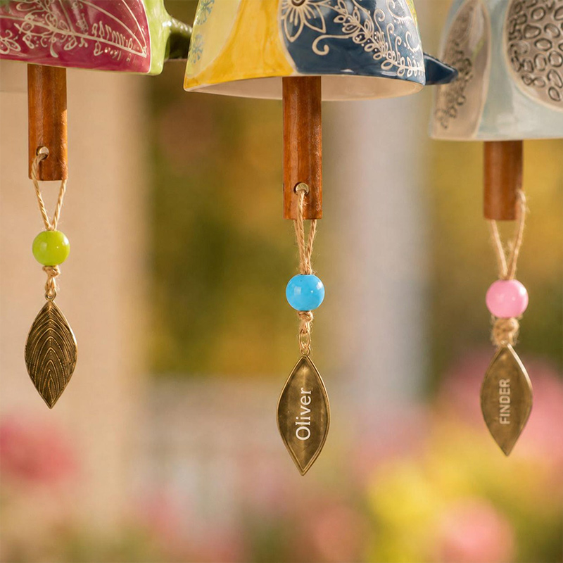 Personalized Unique Bird Lover Gift  Custom Name Bird Chime Garden Porch Wind Ornament Ceramic Bird Hanging Decor Memorial Keepsake