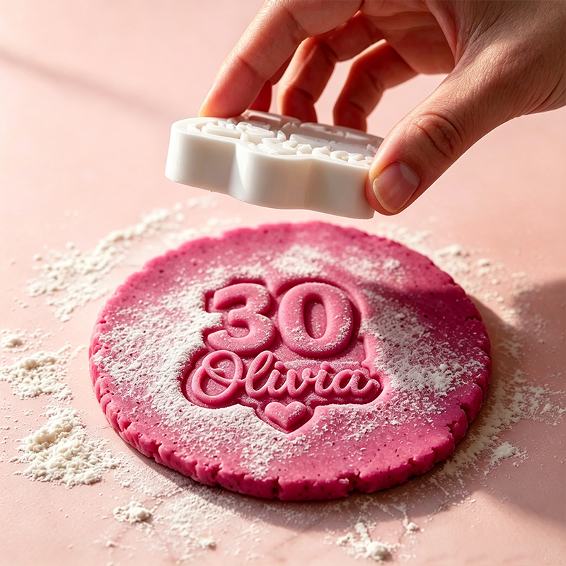 Personalized Name & Age Birthday Cookie Cutter with Stamp, Personalized Number Embosser, Baking Tool