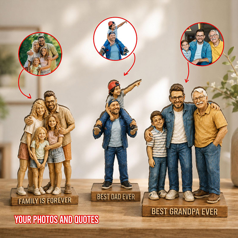 Personalized Family Wooden Block Custom Photo Wooden Block Father’s Day Decor Grandpa Wooden Block Keepsake Family Wood Sign Gift