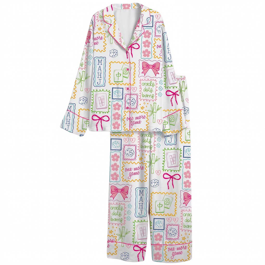 Mahjong Pajama Set Board Game Loungewear Gift for Mahjong Lover Matching Sleepwear
