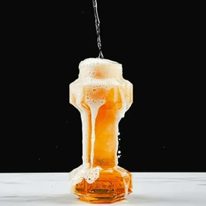 Personalized Dumbbell Beer Glass Funny Beer Mug for Men Workout Coach Gym Lover