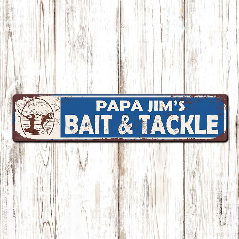 Personalized Fishing Bait and Tackle Sign for Uncle Aunt Papa Family Custom Bait Shop Sign Fishing Gift Tackle Room Sign Fisherman Gift  Aluminum Sign