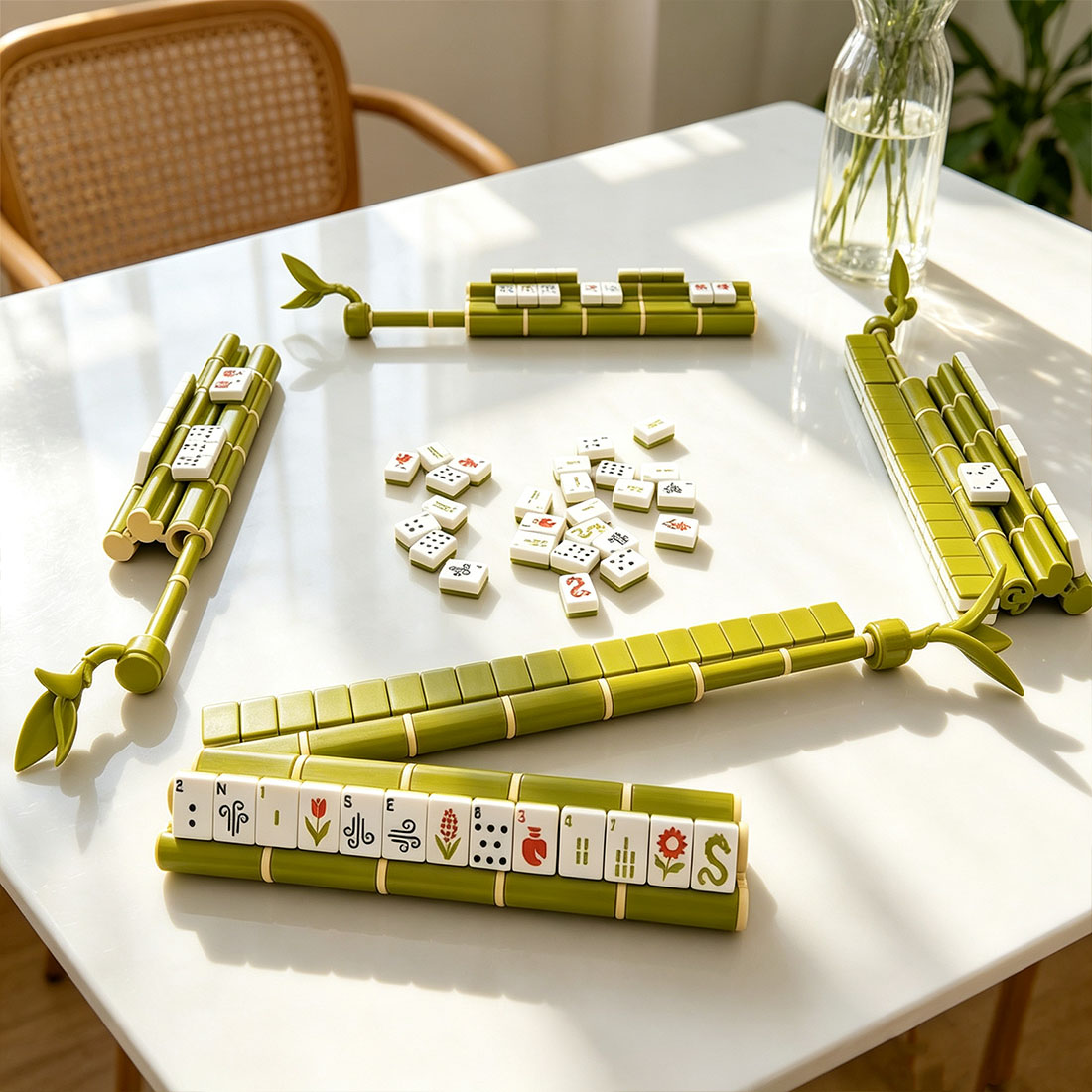 Lucky Bamboo Mahjong Racks 3D Printed Bamboo Racks