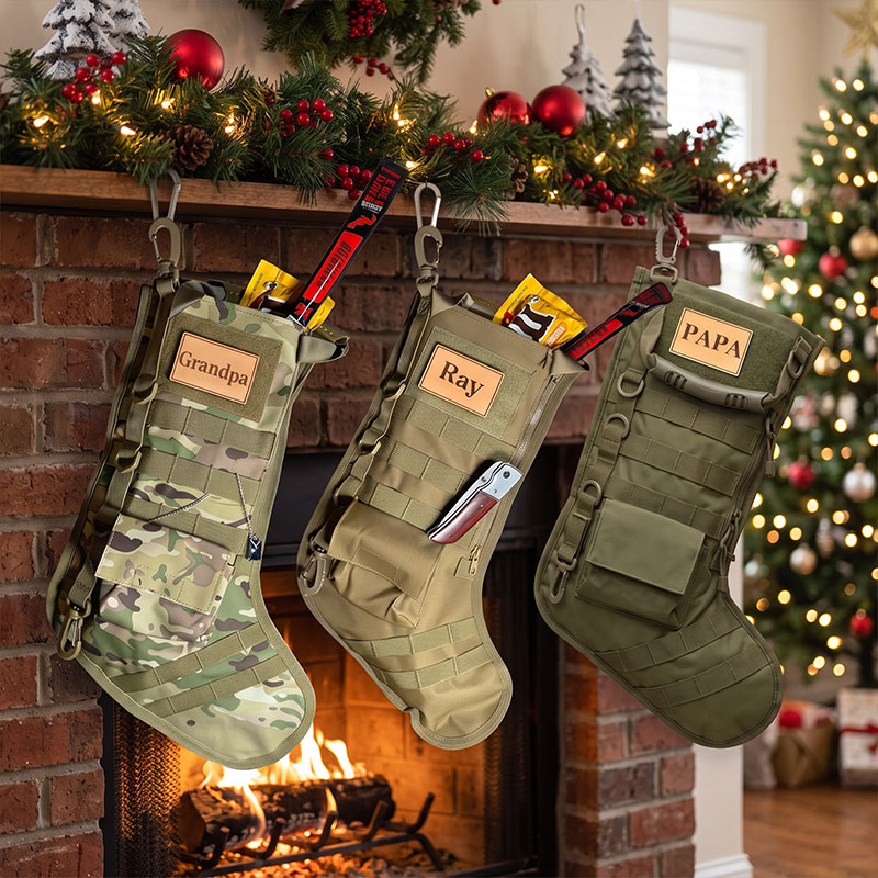 Custom Tactical Christmas Stocking for Papa Christmas Gift for Family The First Responder Military Member Outdoor Lovers