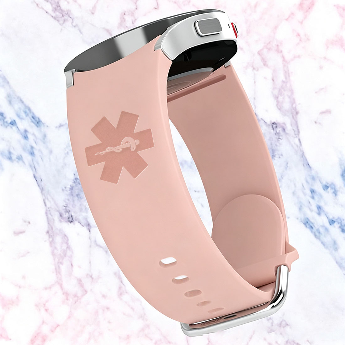 Personalized Emergency Medical Alert Silicone Watch Band for Huawei Samsung Gift for Breast Cancer Diabetes Allergy Autism