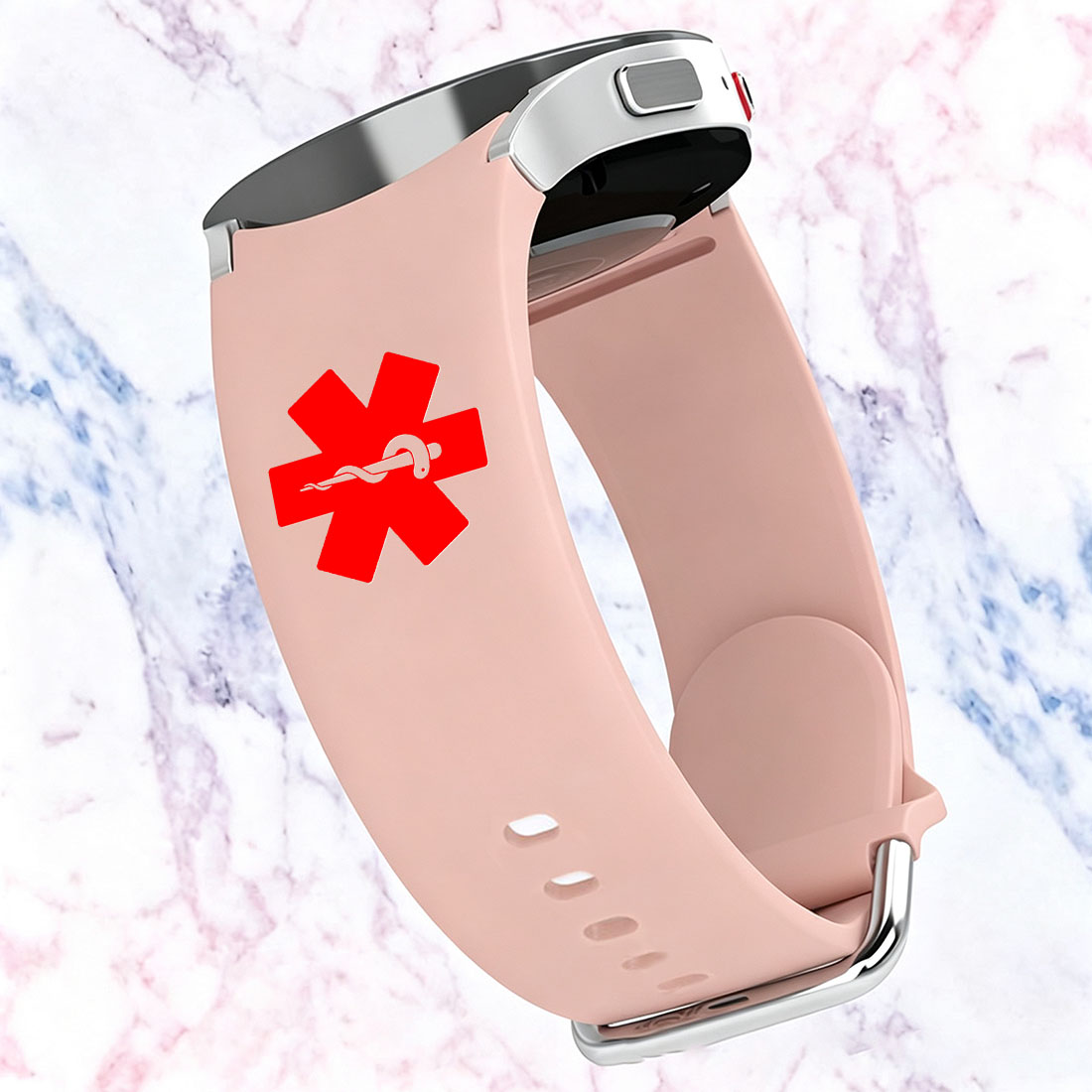 Personalized Emergency Medical Alert Silicone Watch Band for Huawei Samsung Gift for Breast Cancer Diabetes Allergy