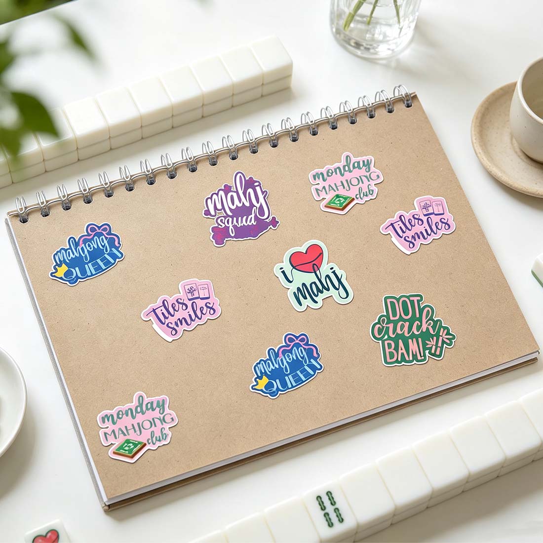 20 Pcs Funny Mahjong Stickers for Prizes Party Gifts