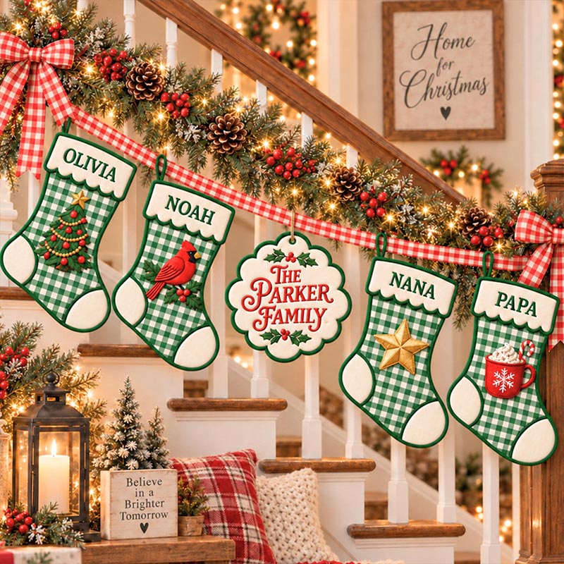 Personalized Embroidered Christmas Stocking Custom Name Mini Stocking Ornament Family Christmas Decor Family Stocking Gift