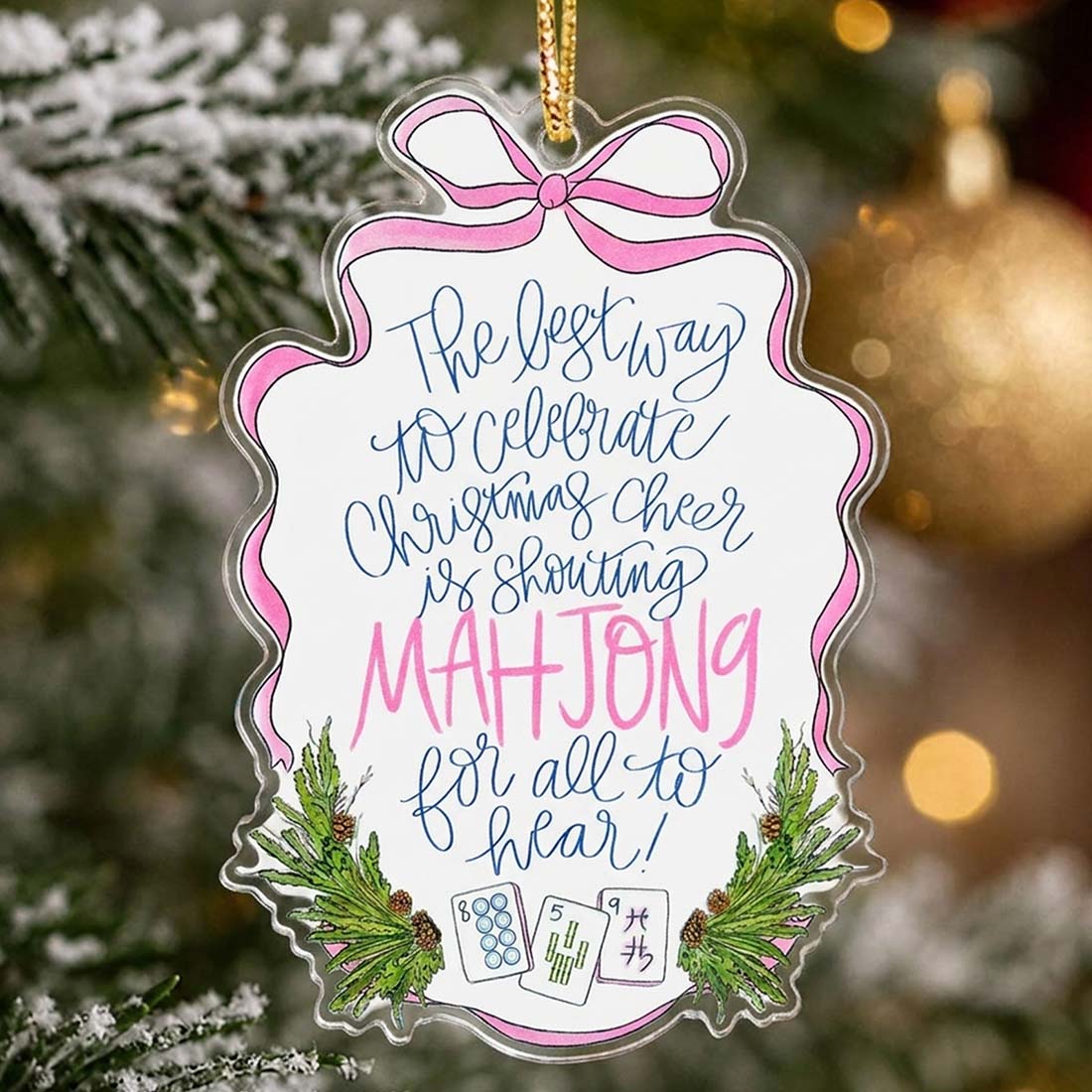 Mahjong Christmas Ornament Funny Holiday Tree Decoration for Mahjong Lovers Gift for Mahjong Players