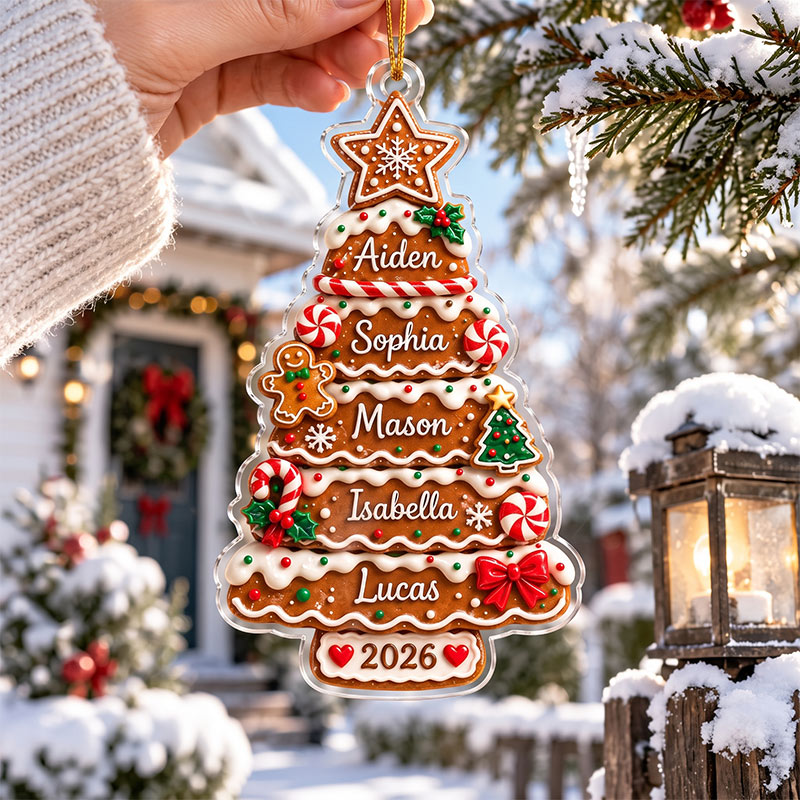 Personalized Gingerbread Family Christmas Ornament Custom Tree Cookie Ornament 2026 Family Christmas Gift Holiday Keepsake Christmas Tree Decor
