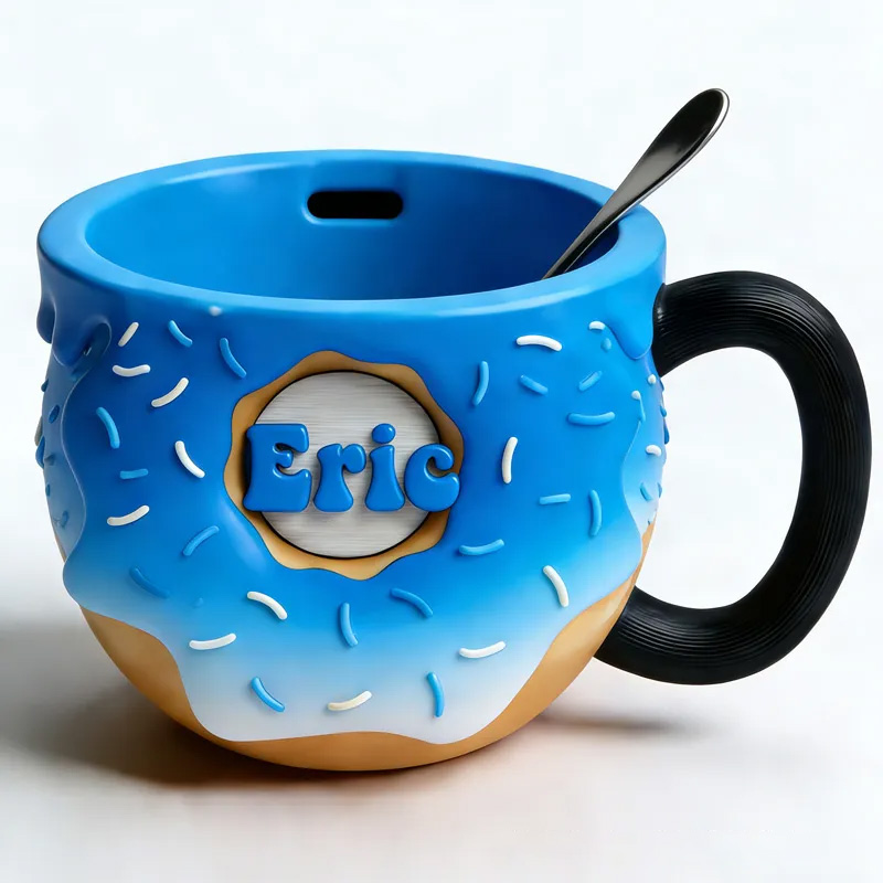 Personalized Donut Kettlebell Ice Cream Pint Holder with Spoon Slot Holder 3D Printed Cozy with Spoon Slot Fitness Inspired Cozie Gym Gift Fuzzy Texture for Gym Lover