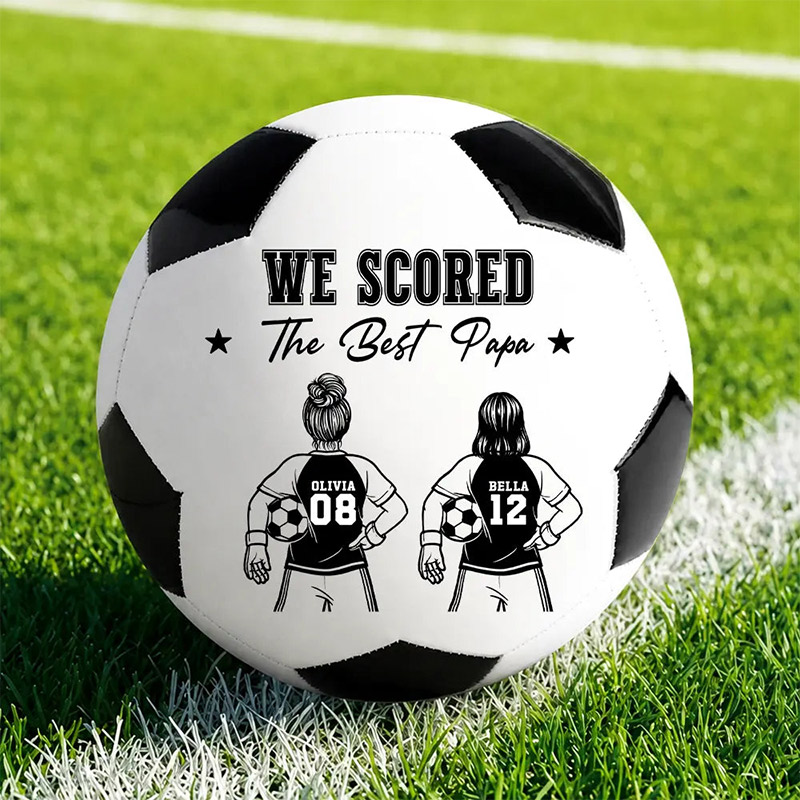 Personalized We Scored The Best Dad Soccer Ball with Kids Backside Line Art Gift for Dad Birthday Father's Day Soccer Lover Gift