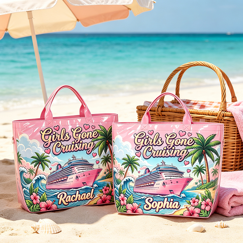 Personalized Girls Gone Cruising Tote Bag Waterproof Tote Bag Custom PVC Pool Bag Bridesmaid Gift Future Bride Tote Reusable Shopper Bag