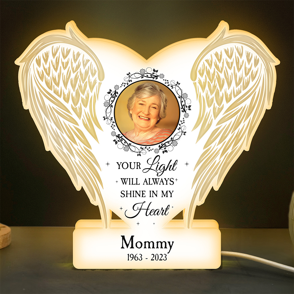 Personalized Shape Photo Light Box Your Light Will Always Shine In My Heart Memorial Gift