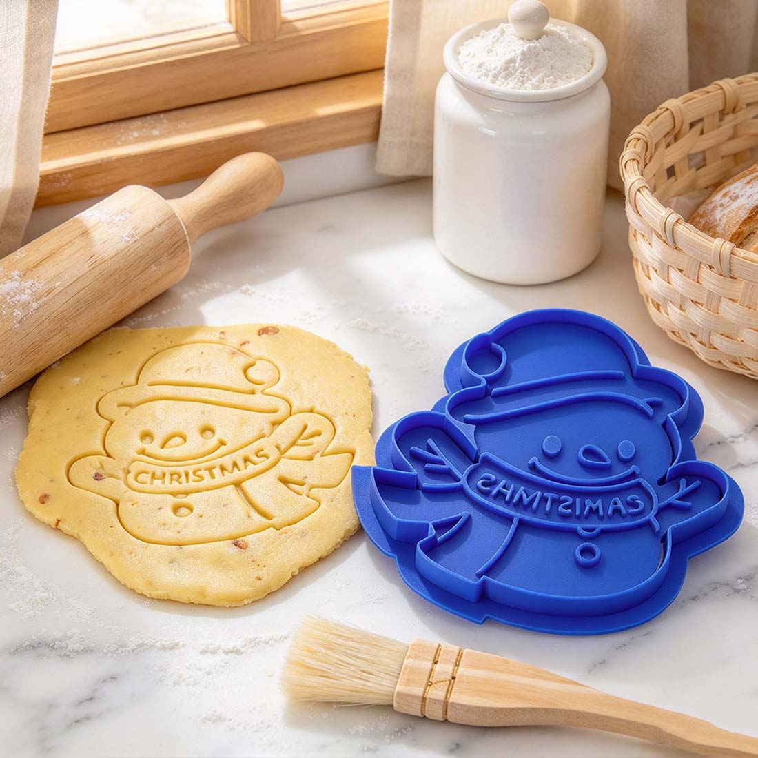 Personalized 3D Printed Snowman Elf Gingerbread Boy Girl Design Cookie Cutter Stamp with Name Christmas Housewarming Gift