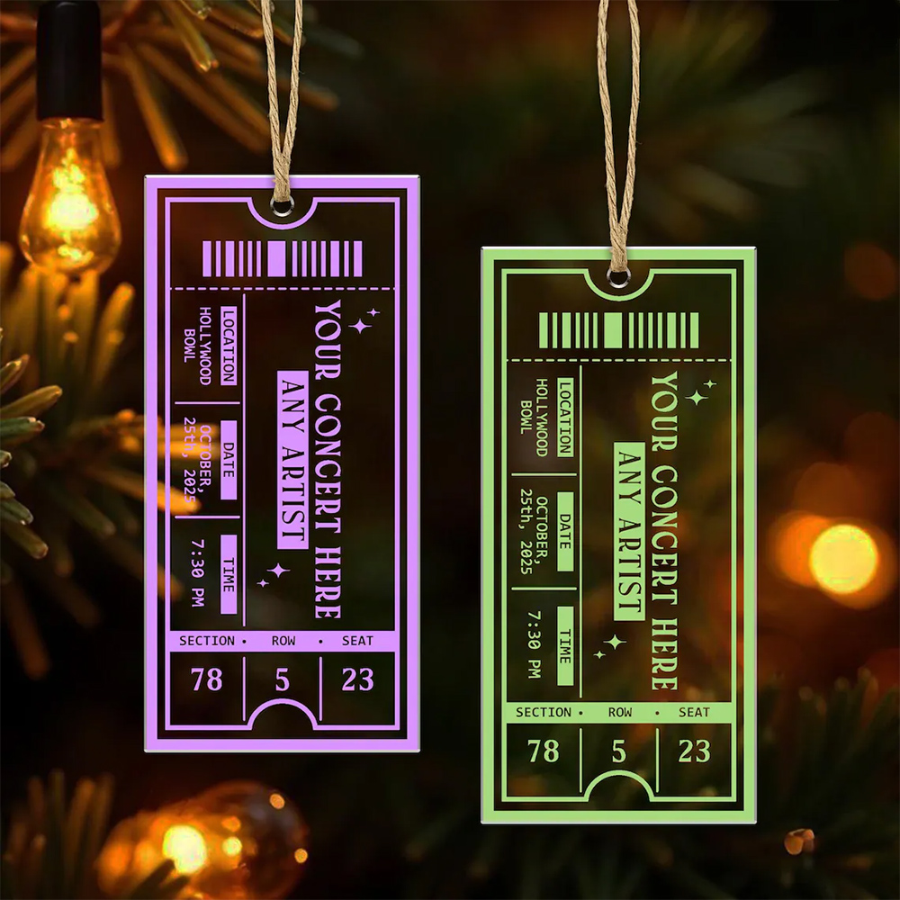 Personalized Concert Ticket Ornament Custom Acrylic Music Keepsake Gifts for Friends Music Lover Gift