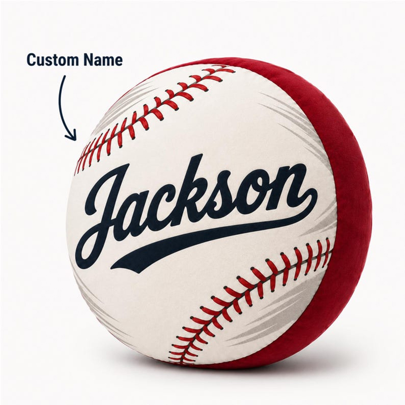 Personalized Baseball Pillow Custom Name Sports Cushion Kids Room Decor