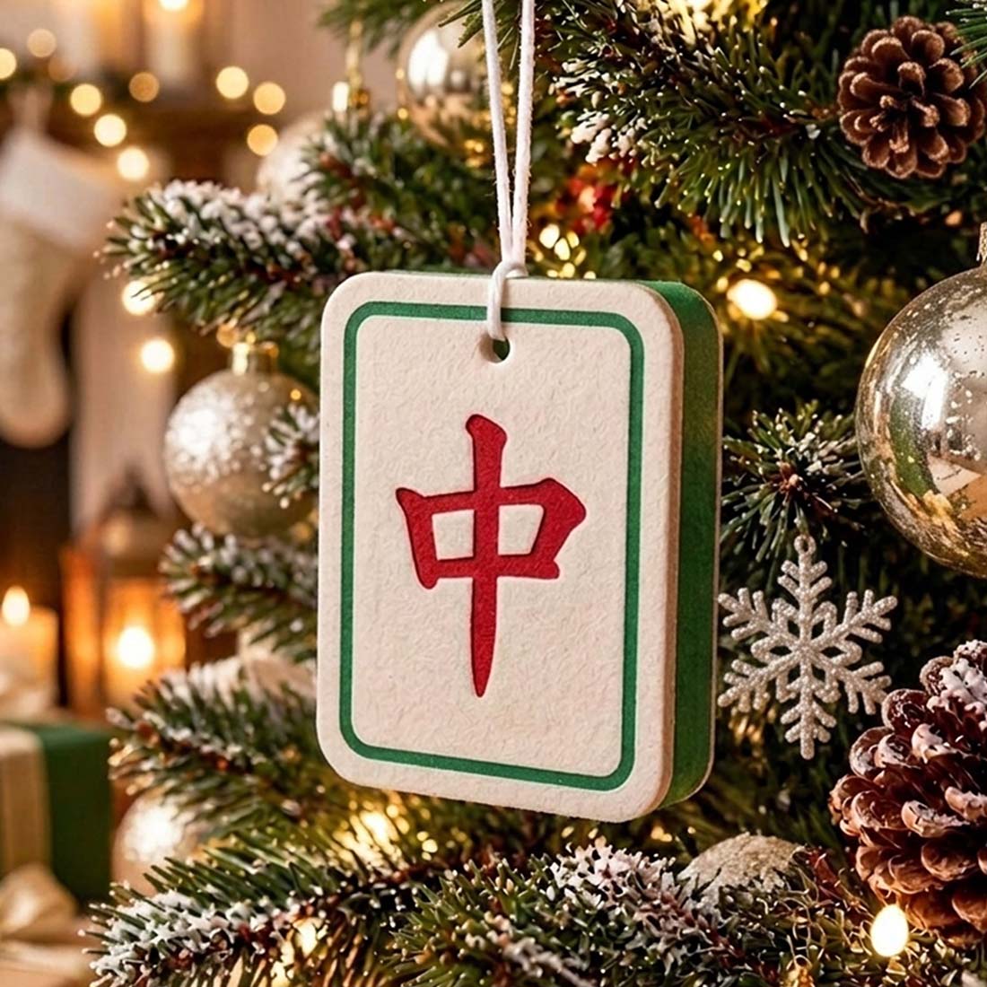 Mahjong Tiles Shaped Hanging Car Air Freshener Car Rear View Mirror Scent Ornament Gift for Mahjong Lover