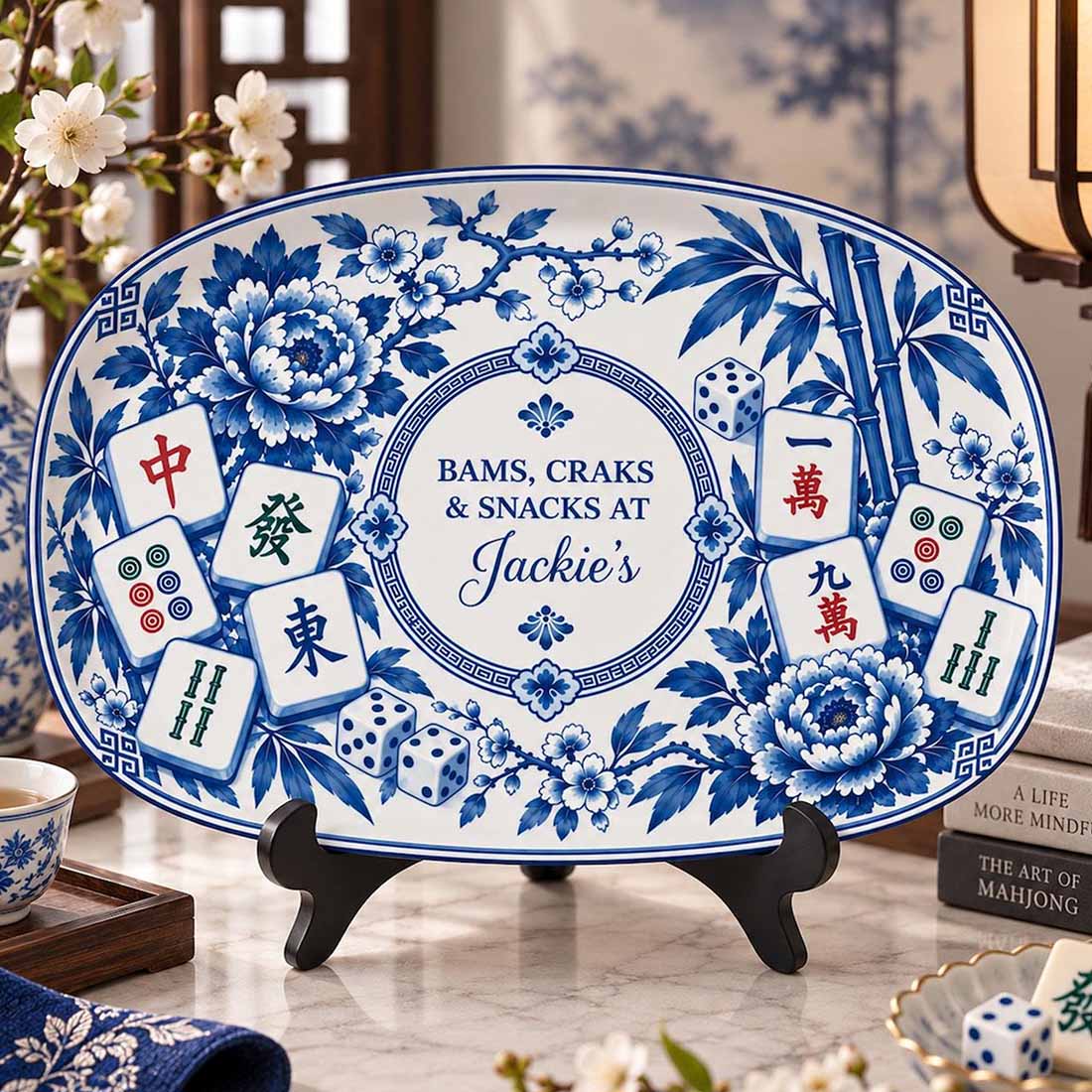 Personalized Mahjong Platter Custom Mahjong Dessert Plate Mahjong Serving Tray Mahjong Hostess Gift