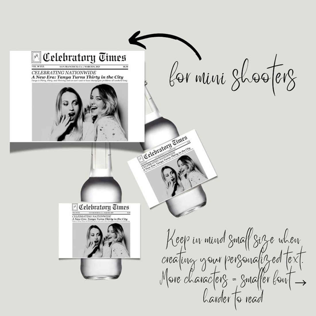 Personalized Newspaper Wine Label Custom Photo Gift for 21st 30th Birthday Anniversary Engagement Wedding Retired