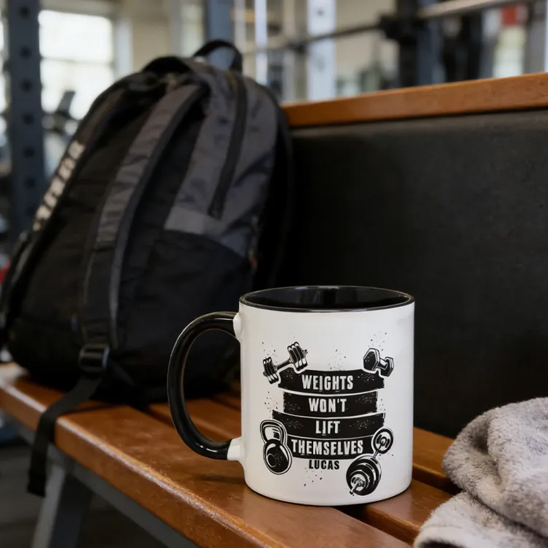 Personalized Fitness Mug Funny Gym Dad Birthday Gift Men Christmas Gift Training Fitness Instructor Cup Him Bodybuilder Weightlifting Weights for Fitness Enthusiasts Bodybuilders and Gym Lovers